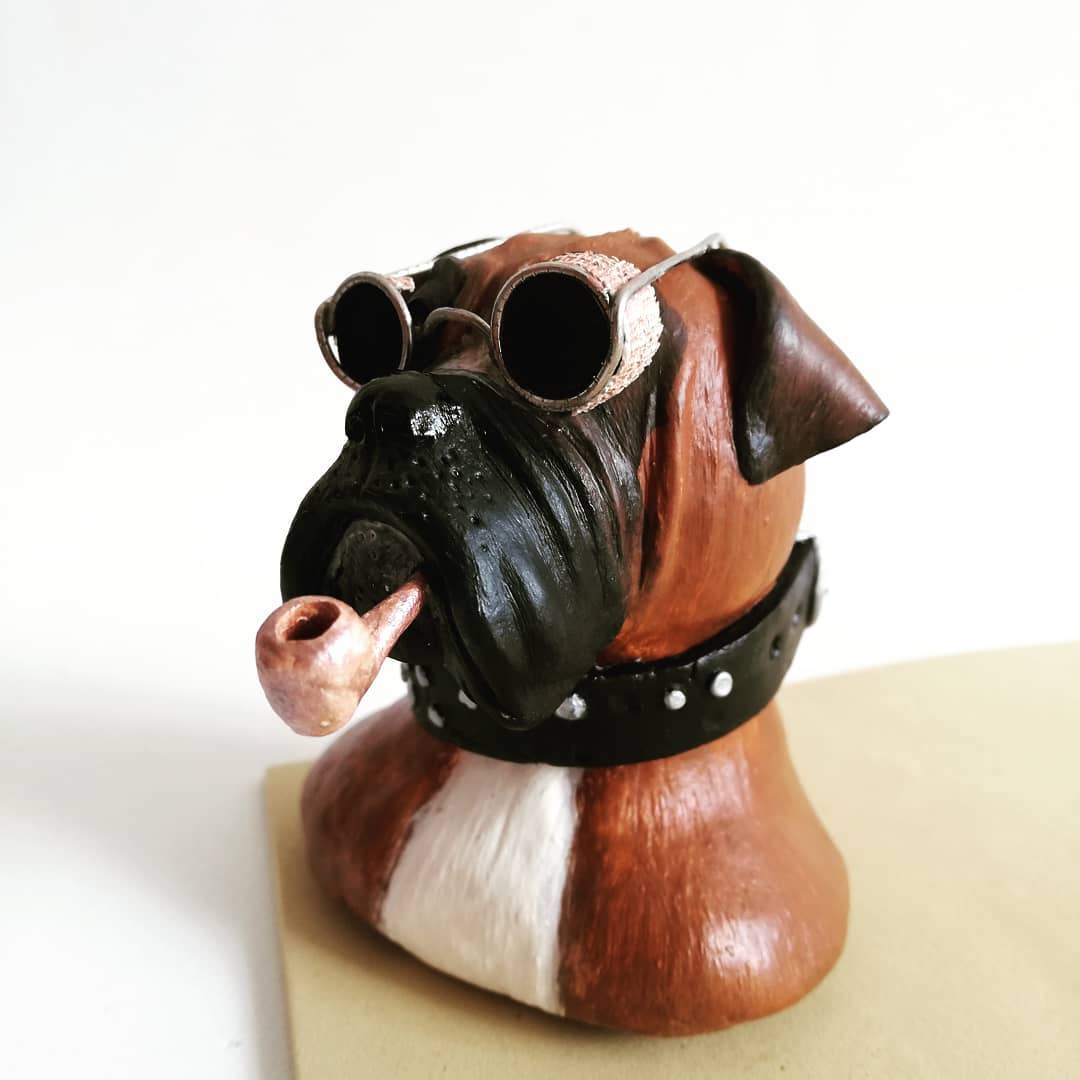 Cão boxer steampunk